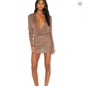 Mocha metallic mini dress